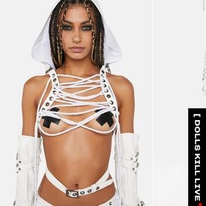 Dolls kill darker wavs compression lace up top with hoodie